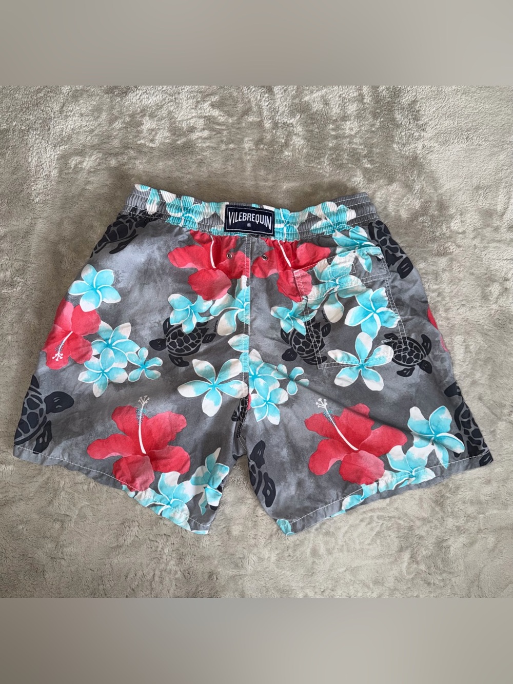 Vilebrequin Turtle And Floral Print 6” Swim Trunks Mesh Liner Men’s XL